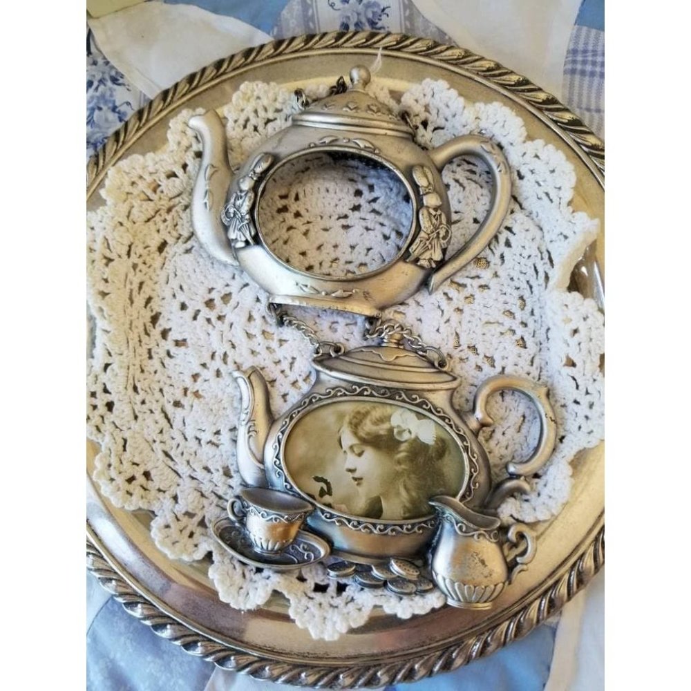 Vintage Teapot Tabletop Picture Frame - Romantic Cottage Boho Decor new